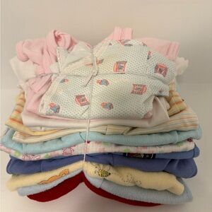 15 Item Bundle of Baby Sleepers & Diaper Shirts For 6 Months